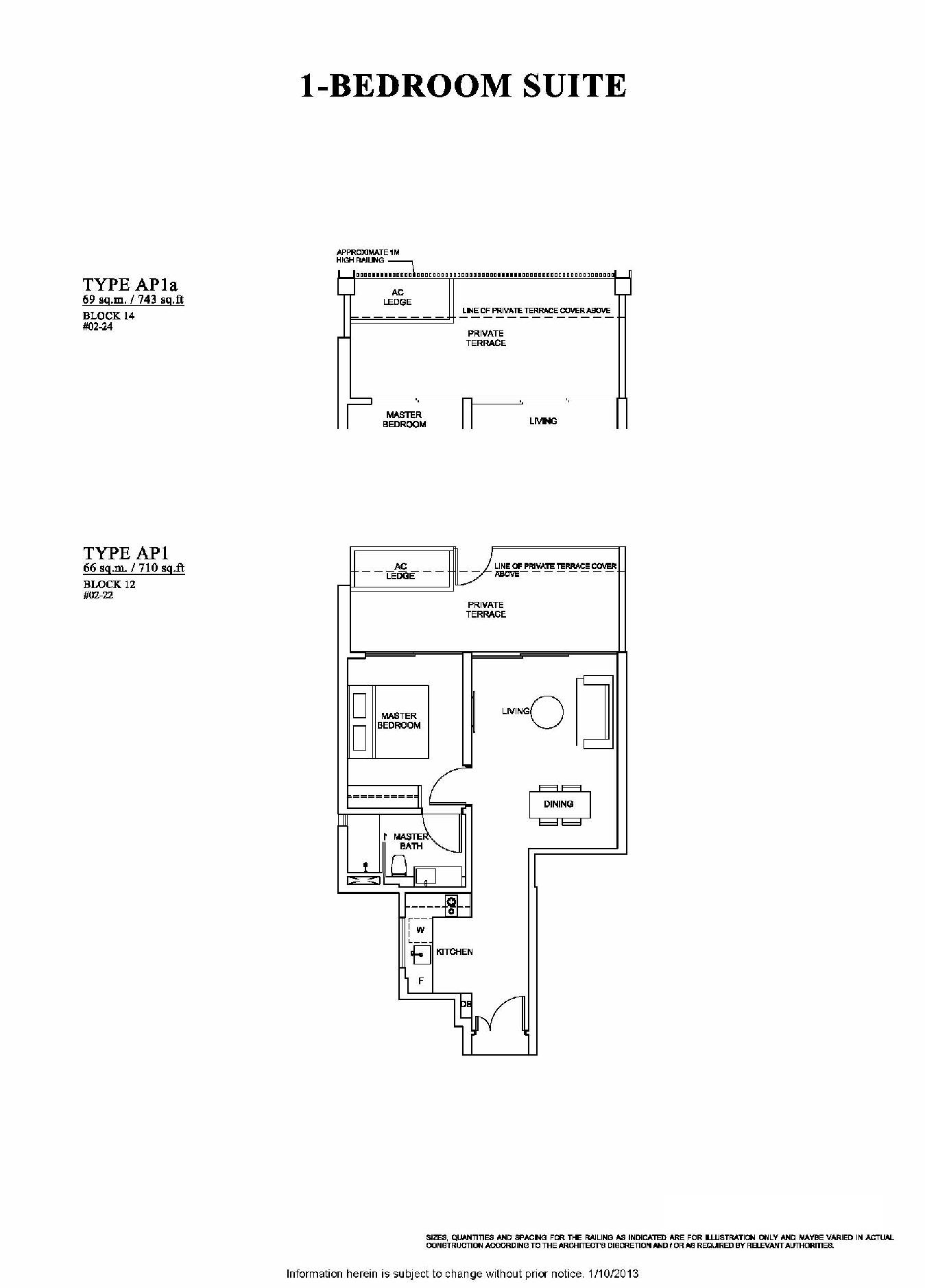 The Venue Residences 1 Bedroom Floor Plan Type AP1 and AP1a