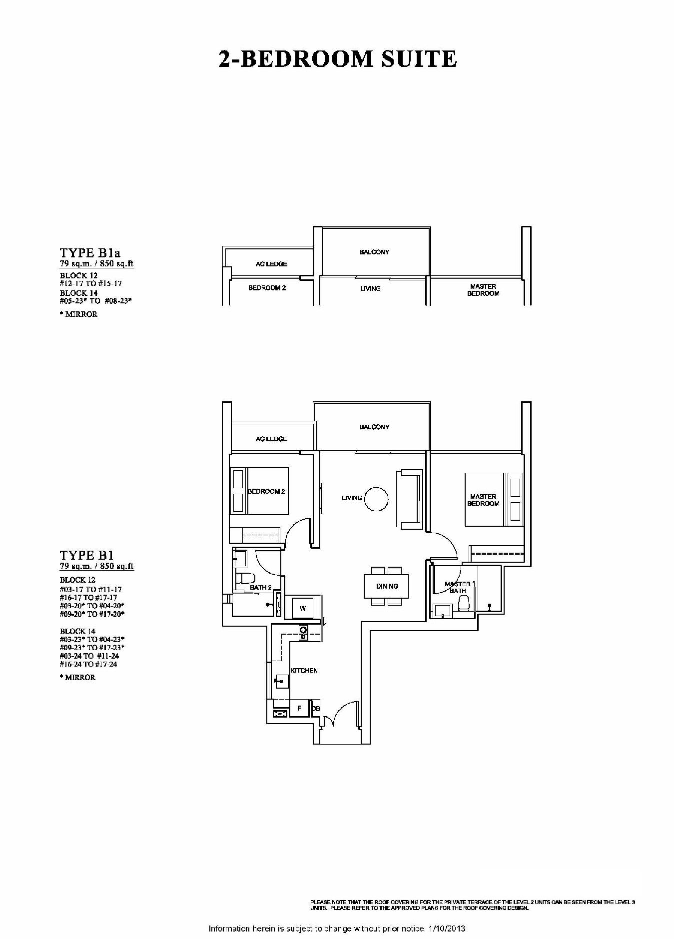 The Venue Residences 2 Bedroom Suite Floor Plan Type B1a and B1