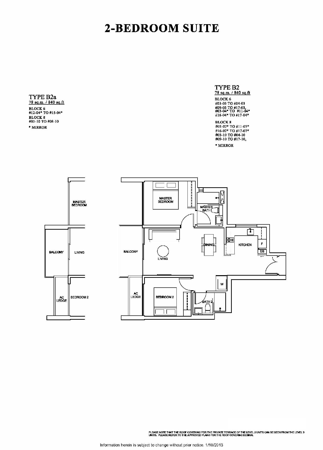 The Venue Residences 2 Bedroom Suite Floor Plan Type B2a and B2