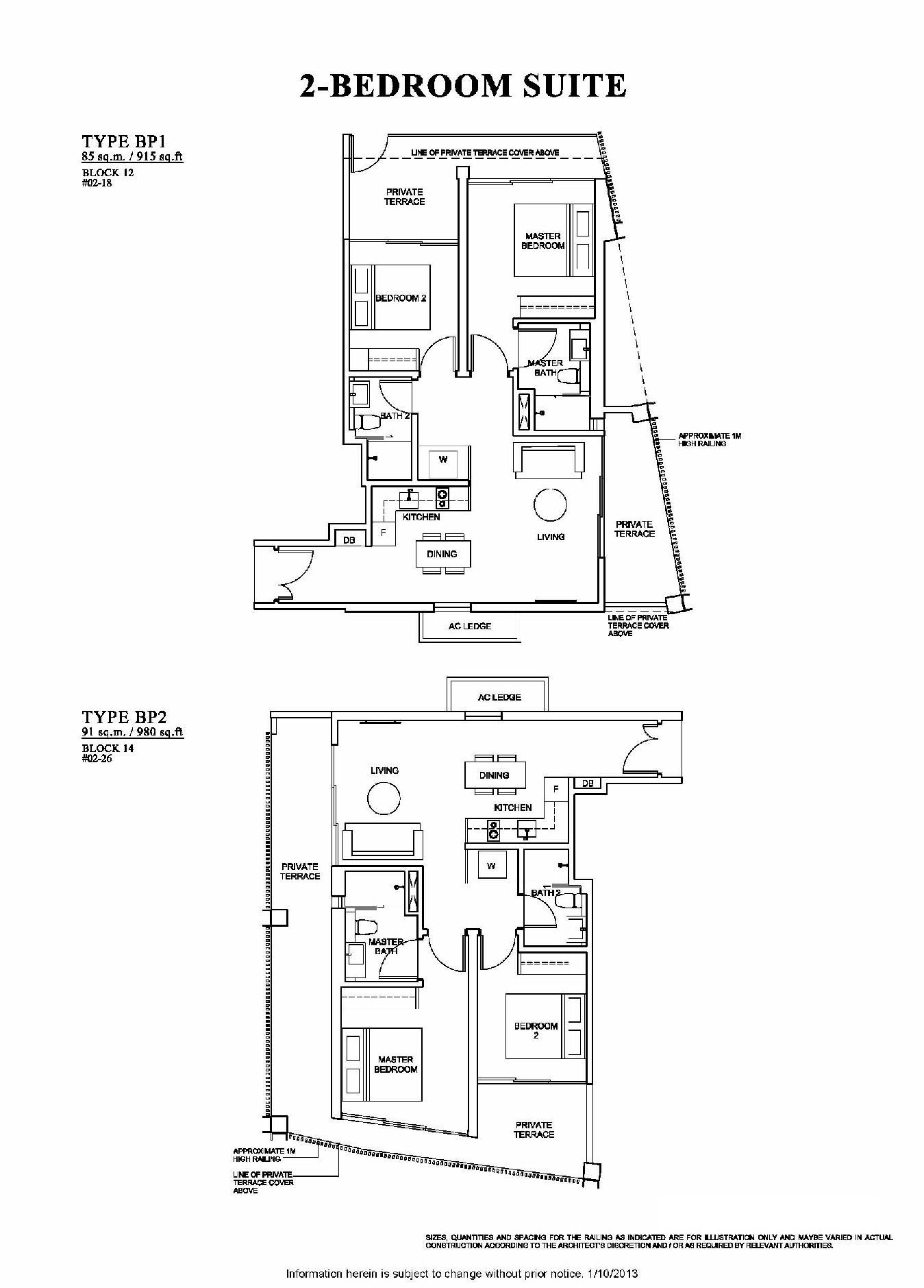 The Venue Residences 2 Bedroom Suite Floor Plan Type BP1 and BP2
