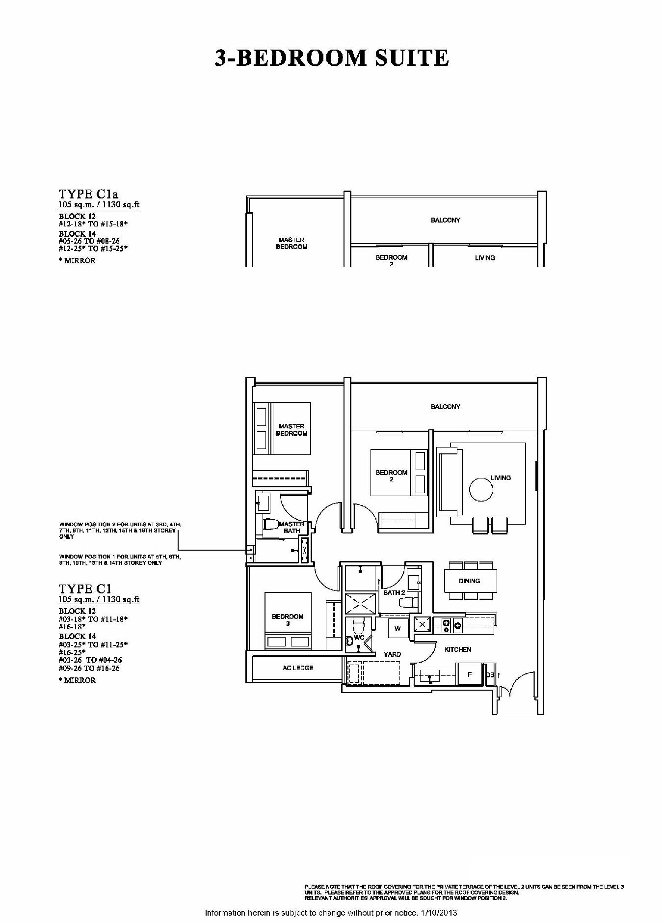 The Venue Residences 3 Bedroom Suite Floor Plan Type C1a and C1