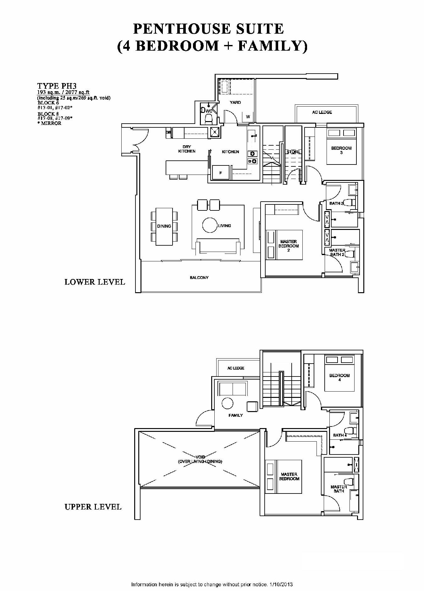 The Venue Residences 4 Bedroom + Family Penthouse Suite Floor Plan Type PH3